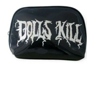 Dolls Kill Black Toiletry Bag with Gothic Logo